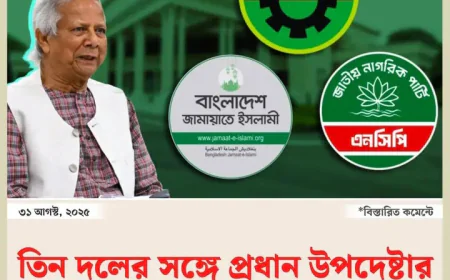 প্রধান তিন দলের সাথে বসতে চলেছেন প্রধান উপদেষ্টা।